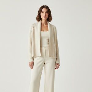 REVOLVE One Grey Day Cream Soft Ribbed Open Front Cardigan Sweater Women’s XS